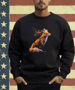 Fox Butterfly Motif Art Animal Fox T-Shirt
