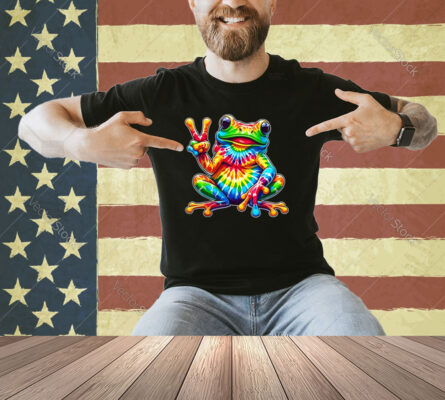 Tie-Dye Frog Peace Sign Hippie T-Shirt