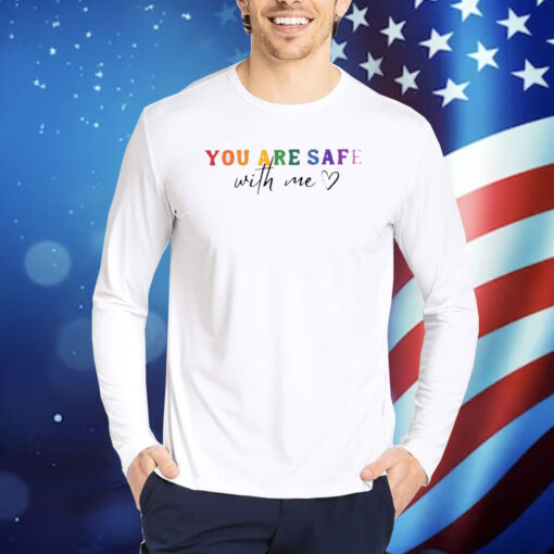 Women’s LGBTQ You Are Safe With Me Print V-Neck Shirt
