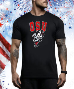 D Russ wearing Osu Brutus Buckeye Logo Tee Shirt