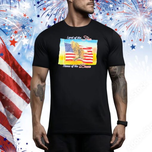 Official Land Of The Free Home Of The Brave United States Flag Tee Shirt