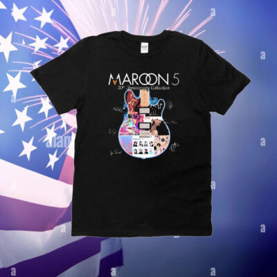 Official Maroon 5 Pop Band 30th Anniversary Collection Signatures Musicians T-Shirt