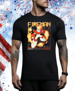 Official Megaman Capcom Fireman Large Print Tee Shirt