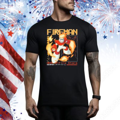 Official Megaman Capcom Fireman Large Print Tee Shirt