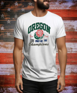 Official Payton Pritchard Wearing Oregon Pac-10 Champions Rose Bowl 1994 Tee Shirt