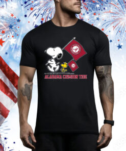 Snoopy Alabama Crimson Tide Road To Oklahoma City flag Tee Shirt