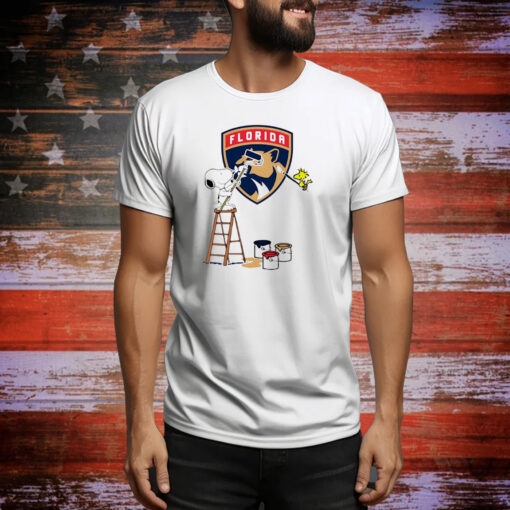 Snoopy and Woodstock Painting Florida Panthers Tee Shirt