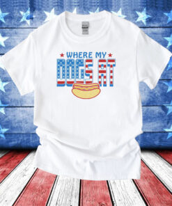 Where My Dogs At USA Flag Tee Shirt