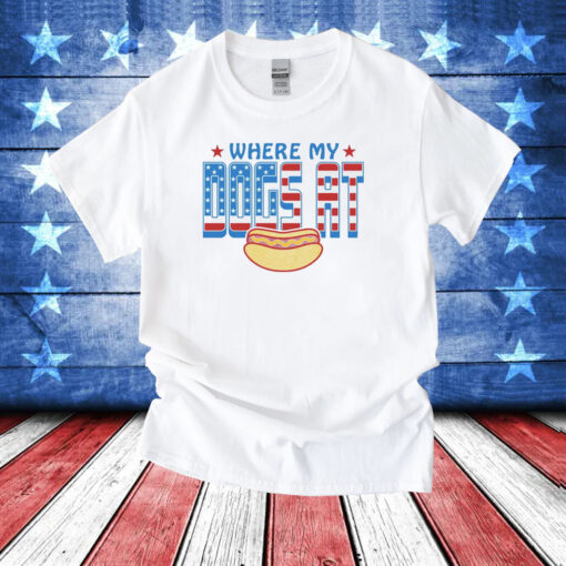 Where My Dogs At USA Flag Tee Shirt