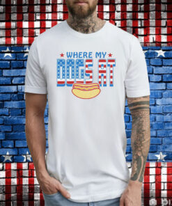 Where My Dogs At USA Flag Tee Shirt