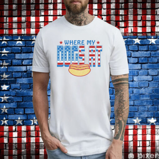 Where My Dogs At USA Flag Tee Shirt