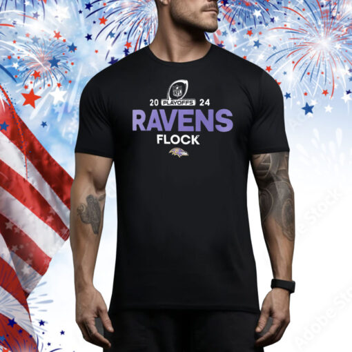 Baltimore Ravens flock 2024 NFL Playoffs Tee Shirt