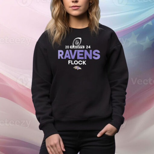 Baltimore Ravens flock 2024 NFL Playoffs Tee Shirt