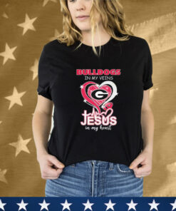 Georgia Bulldogs In My Veins Jesus In My Heart Diamond T-Shirt