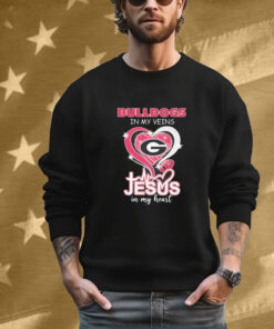 Georgia Bulldogs In My Veins Jesus In My Heart Diamond T-Shirt