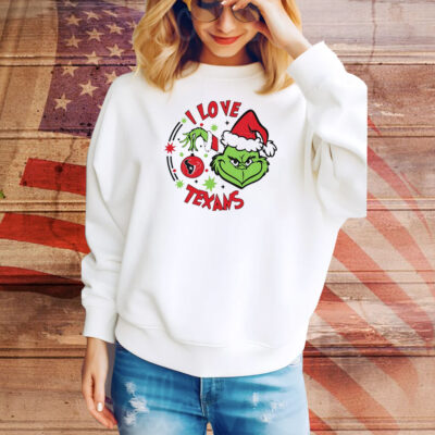 Houston Texans X Santa Grinch I love Texans Christmas Tee Shirt