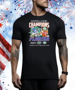 Official Florida Gators Celebrating The Champions Of Gasparilla Bowl At Raymond James Stadium 2024 Dec 20 Mascot Tee Shirt