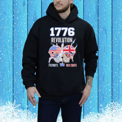 1776 Revolution Patriots Vs Red Coats Revolutionary Champs USA UK Helmets Flag Tee Shirt