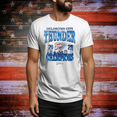 Oklahoma City Thunder 2025 NBA Finals Champion Confetti Skyline Tee Shirt