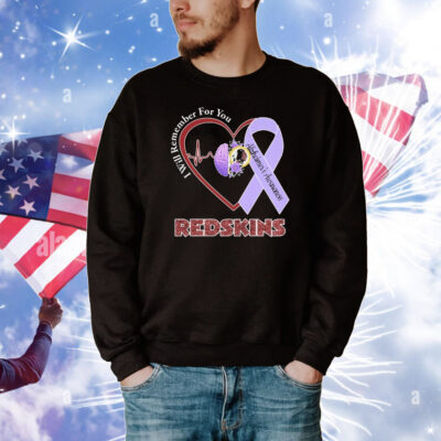 Washington Commanders I Will Remember For You Alzheimer’s Awareness Heartbeat Brain T-Shirt