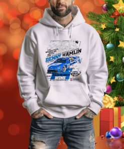 Official Denny Hamlin Checkered Flag Sports 2025 Autotrader EchoPark Automotive 400 Race Win At The Concrete Mile Tee Shirt