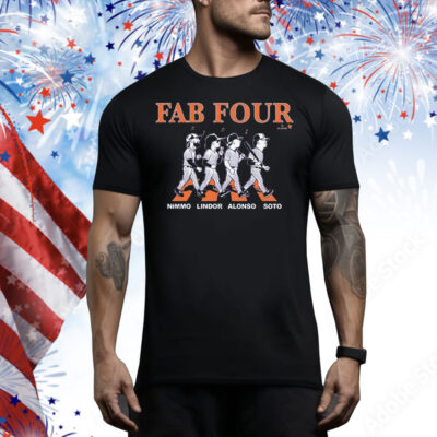 Francisco Lindor, Juan Soto, Pete Alonso, And Brandon Nimmo Fab Four Album Road Abbey Tee Shirt