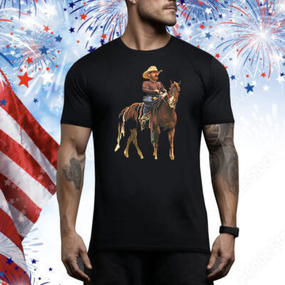 Cowboy Riding Horse Funny Western Meme Tee Shirt