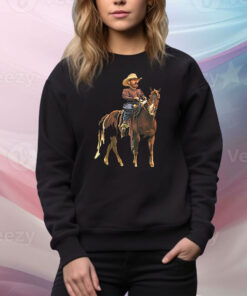 Cowboy Riding Horse Funny Western Meme Tee Shirt