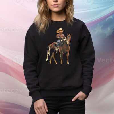 Cowboy Riding Horse Funny Western Meme Tee Shirt