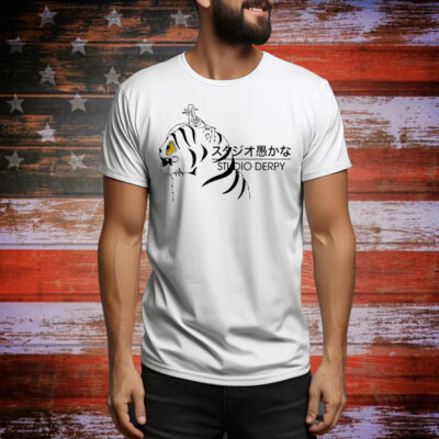 Derpy Tiger and Sussy KPop Demon Hunters X the Studio Ghibli Studio Derpy logo Tee Shirt