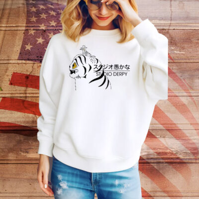 Derpy Tiger and Sussy KPop Demon Hunters X the Studio Ghibli Studio Derpy logo Tee Shirt