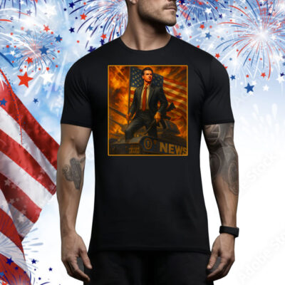 Gavin Newsom Patriotic Tank with Flag and Rifle Artwork Premium Tee Shirt