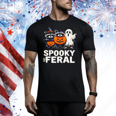 Ghost raccoon opossum spooky and feral Halloween Tee Shirt