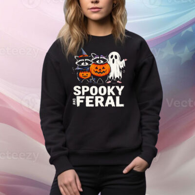 Ghost raccoon opossum spooky and feral Halloween Tee Shirt