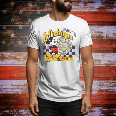 Mickey Mouse university of Michigan Wolverines 1817 logo Tee Shirt