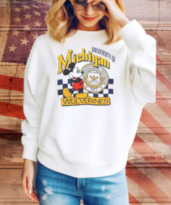 Mickey Mouse university of Michigan Wolverines 1817 logo Tee Shirt