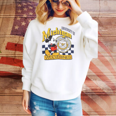 Mickey Mouse university of Michigan Wolverines 1817 logo Tee Shirt