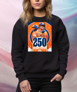 Official Jose Altuve Houston Astros MLB 250th Career Home Run And 250 Stolen Bases Number 27 Poster Tee Shirt