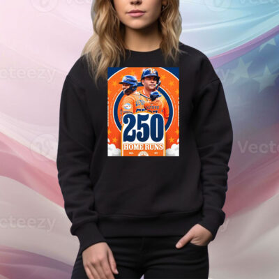 Official Jose Altuve Houston Astros MLB 250th Career Home Run And 250 Stolen Bases Number 27 Poster Tee Shirt