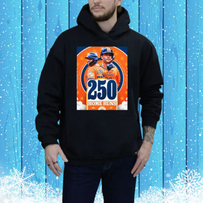 Official Jose Altuve Houston Astros MLB 250th Career Home Run And 250 Stolen Bases Number 27 Poster Tee Shirt