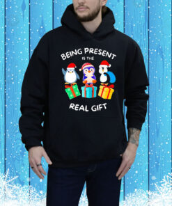 Penguin being present is the real gift Christmas Tee Shirt