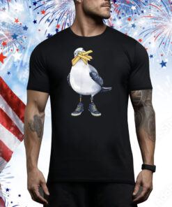 Seagull With Fries And Sneakers Fun Tee Shirt