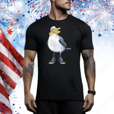 Seagull With Fries And Sneakers Fun Tee Shirt