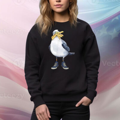 Seagull With Fries And Sneakers Fun Tee Shirt