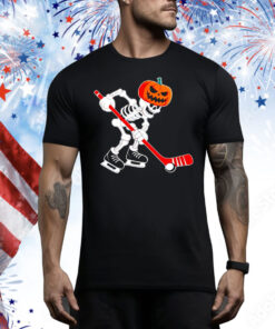 Skeleton ice hockey Halloween Tee Shirt