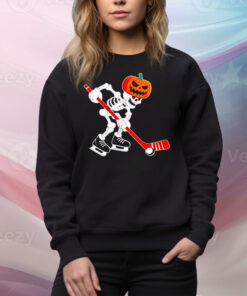 Skeleton ice hockey Halloween Tee Shirt