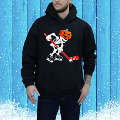 Skeleton ice hockey Halloween Tee Shirt