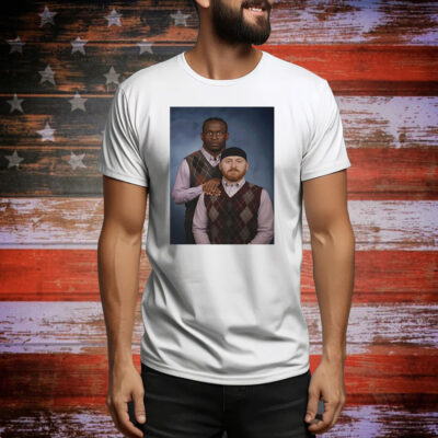 Caleb Rogers wearing Step Brothers Tee Shirt