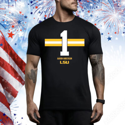 LSU Football Aaron Anderson 1 Stripe Tee Shirt