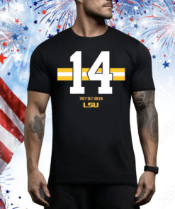 LSU Football Trey'Dez Green 14 Stripe Tee Shirt